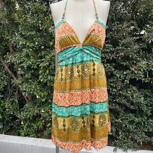 Vintage Y2K Speechless Tribal Halter Dress Made in USA Women’s Large